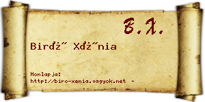 Biró Xénia névjegykártya